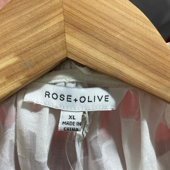 White NWT Semi Sheer Floral Ruffle Sleeve Blouse Top SZ XL Casual‎ Office Boho - Picture 3 of 8